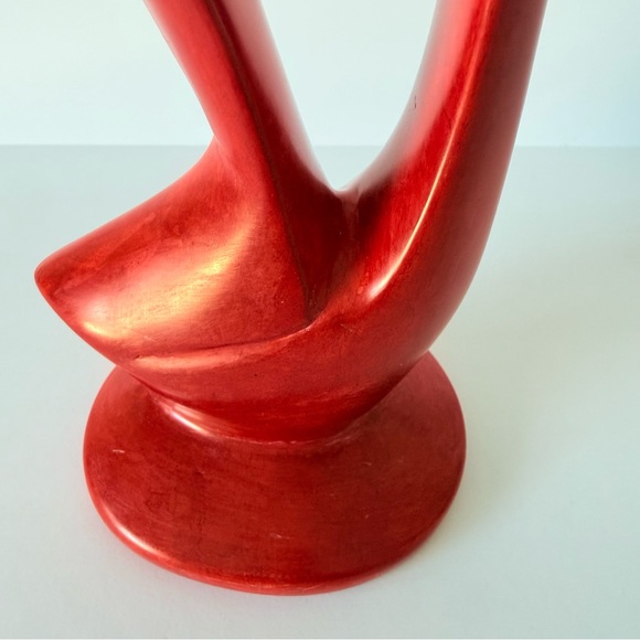 Modern Abstract Couple Art Soapstone Sculpture Red 10.5” Valentine’s Love Decor - Picture 10 of 12
